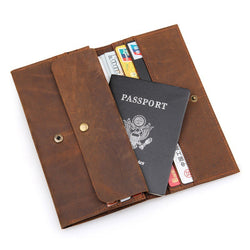 Travel genuine leather wallet  passport cover cowhide card holder multifunctional storage ticket flights clips travel wallet