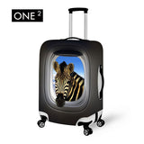 Horse Giraffe Zebra Dolphin in Airplane Window Design Print Waterproof Luggage Cover with Zipper Close Protective Suitcase 22" / 24"/26 inch