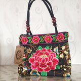 National trend embroidery bags Women  double faced flower embroidered one shoulder bag Small handbag