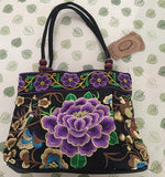 National trend embroidery bags Women  double faced flower embroidered one shoulder bag Small handbag