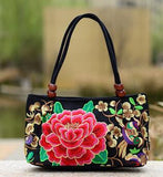 National trend embroidery bags Women  double faced flower embroidered one shoulder bag Small handbag