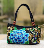 National trend embroidery bags Women  double faced flower embroidered one shoulder bag Small handbag