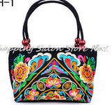 National trend embroidery bags Women  double faced flower embroidered one shoulder bag Small handbag