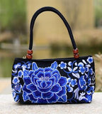 National trend embroidery bags Women  double faced flower embroidered one shoulder bag Small handbag