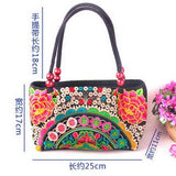 National trend embroidery bags Women  double faced flower embroidered one shoulder bag Small handbag