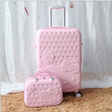 2PCS/SET Lovely 14inch Cosmetic bag hello Kitty 20 24 inches girl students trolley case Travel luggage woman rolling suitcase