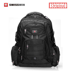 Swisswin 17 inch Men's Laptop Backpack Waterproof Nylon Notebook Computer Bag High Quality 37L Big Travel Backpack SW9801 Black