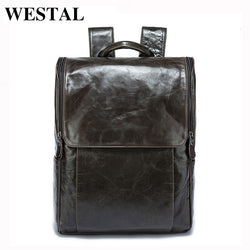 WESTAL Men Backpacks 100% Genuine Leather Men's Travel Bag Fashion Man Backpack Casual Business Backpack Male Backpack  9110