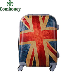20/24 Inch Vintage Suitcase on Wheels Adults ABS British Flag Luggage with Wheels Girls Trolley Case Men and Women Travel Bag