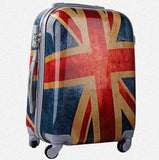 20/24 Inch Vintage Suitcase on Wheels Adults ABS British Flag Luggage with Wheels Girls Trolley Case Men and Women Travel Bag