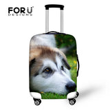 FORUDESIGNS Elastic Travel Luggage Cover Cute Husky Dog Print 18-30 inch Travel Case Dust Cover Elastic Dustproof Suitcase Cover