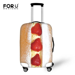 FORUDESIGNS Travel Suitcase Protector Cover Food Meat Strawberry Fish Print Elastic Luggage Covers for 18-30 Inch Trolley Cases