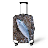 FORUDESIGNS Travel Suitcase Protector Cover Food Meat Strawberry Fish Print Elastic Luggage Covers for 18-30 Inch Trolley Cases