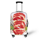 FORUDESIGNS Travel Suitcase Protector Cover Food Meat Strawberry Fish Print Elastic Luggage Covers for 18-30 Inch Trolley Cases