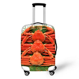 FORUDESIGNS Travel Suitcase Protector Cover Food Meat Strawberry Fish Print Elastic Luggage Covers for 18-30 Inch Trolley Cases