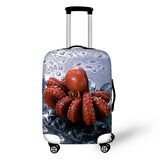 FORUDESIGNS Travel Suitcase Protector Cover Food Meat Strawberry Fish Print Elastic Luggage Covers for 18-30 Inch Trolley Cases