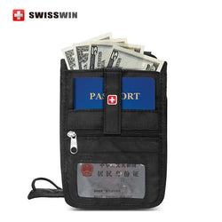 Swisswin Passport Wallet Organiser Anti-theft Security Travel Wallet For Men and Women Neck Pouch for drivers license Boarding Organizer Pass Holder